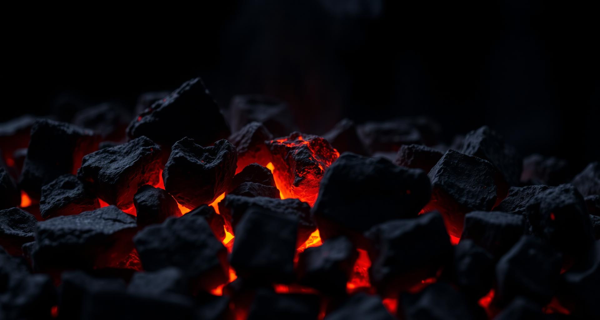 Quality hardwood charcoal from Nigeria with glowing embers