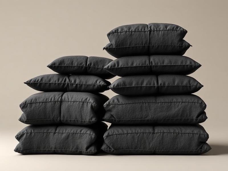 Charcoal briquettes stacked for bulk supply